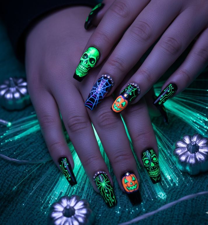 Halloween Nails Design Images for nail art lovers! 2 Glowing Halloween-themed nail art design